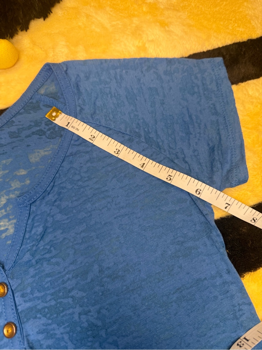 Color Story Burnout Henley Blouse Blue Size L - Picture 9 of 12